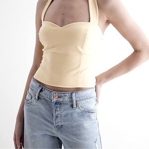 EXPRESS Body Contour Textured Sweetheart Halter Cropped Top
